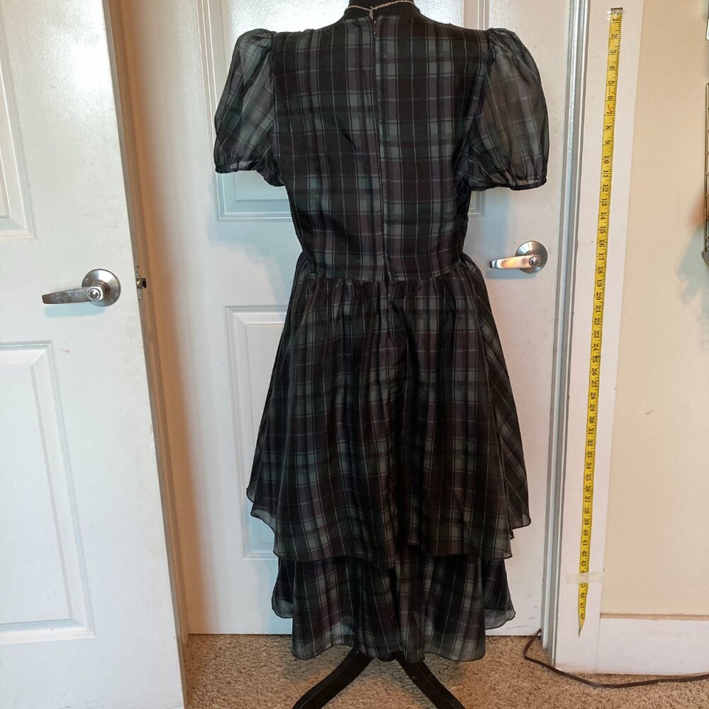 Disturbia Checkmate Puff Sleeve Layered Organza Midi Dress - Picture 4 of 8